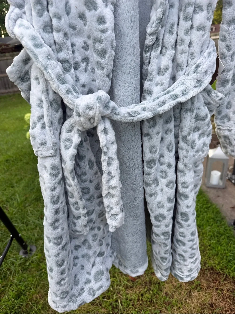 Thalia Sodi Plush Leopard Robe Sz XL Chinoise Green Fleece Bathrobe Belted